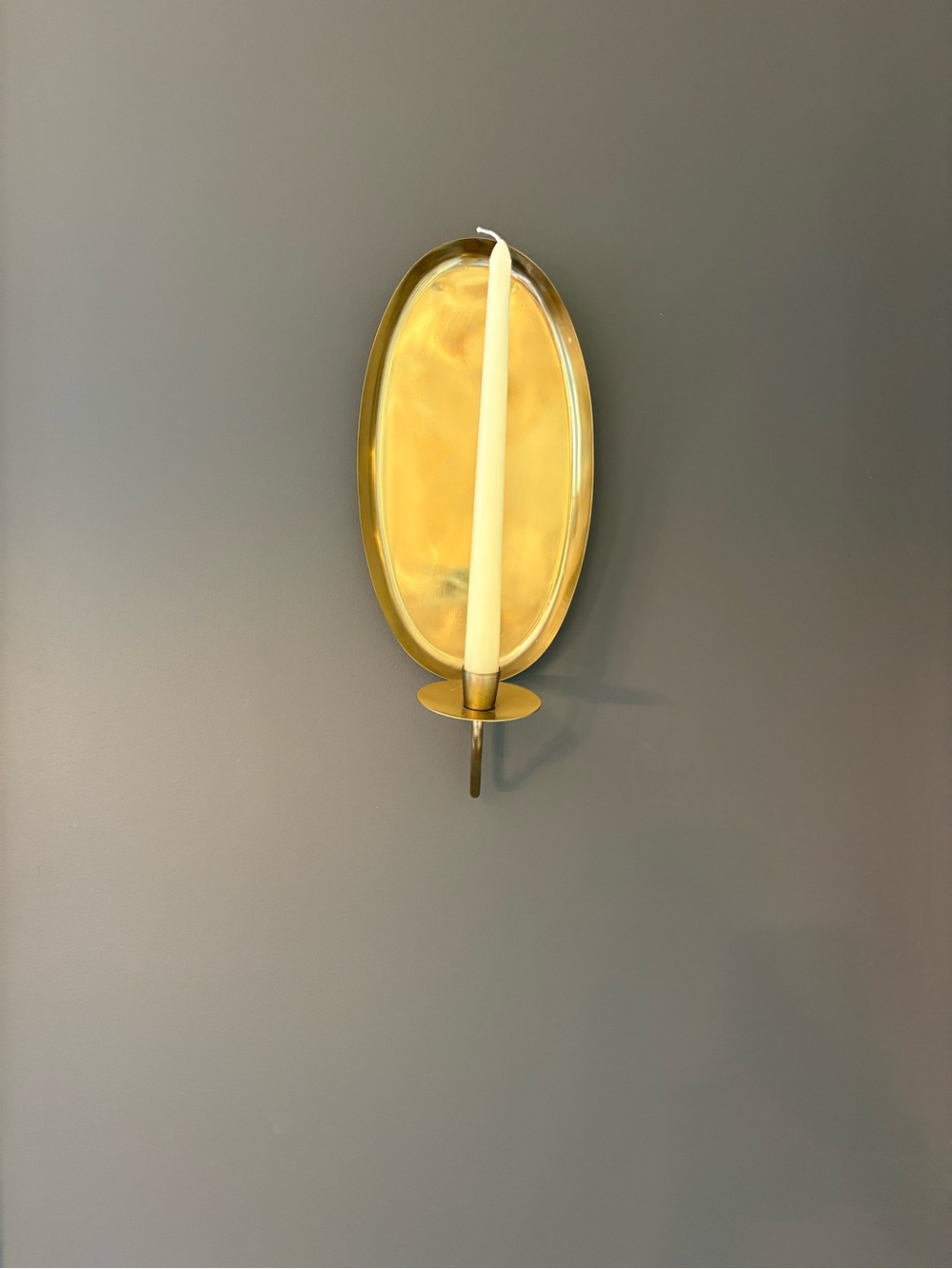 Set of 2 Brass Oval Wall Sconce Made For Taper Candle(not included) - Gold